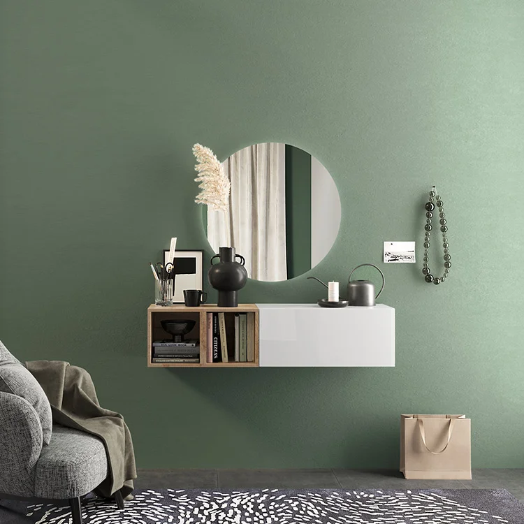 Mobile ingresso sospeso 125x29h cm 1 anta 2 cubotti bianco lucido rovere chiaro Sunset 56