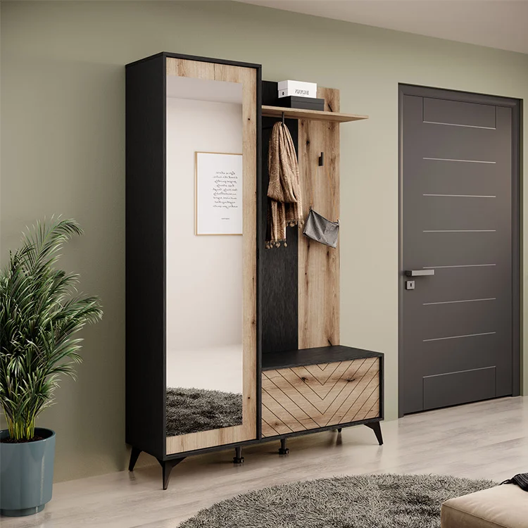 Mobile ingresso 135x197h cm appendiabiti quercia nero Becca
