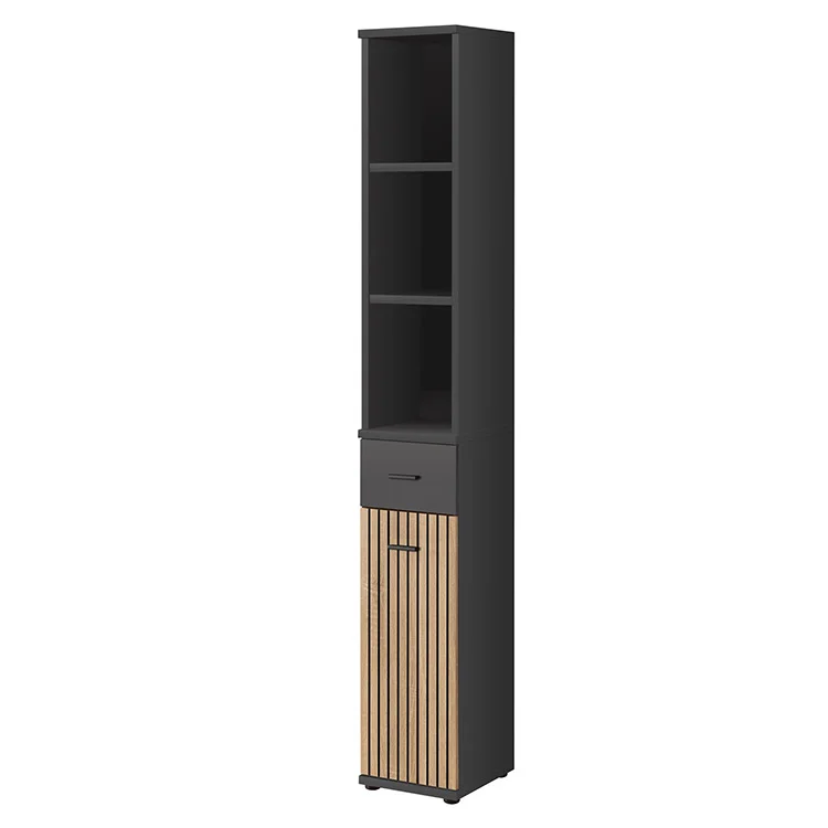 Mobile ingresso 210x203h cm con specchio rovere antracite stampa a righe California Gihome®