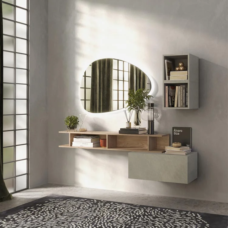 Mobile ingresso 165x140h cm moderno rovere chiaro tortora Sunset 61