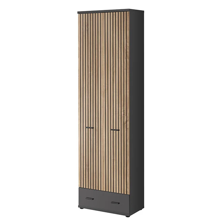 Mobile ingresso 180x203h cm con specchio moderno rovere antracite stampa a righe New York Gihome®