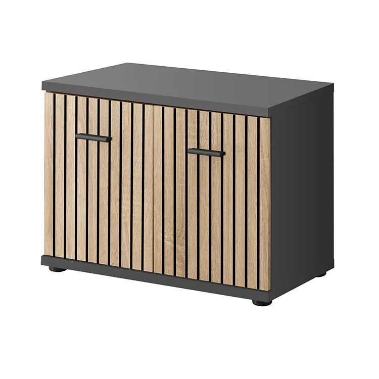 Mobile ingresso 180x203h cm con specchio moderno rovere antracite stampa a righe New York Gihome®