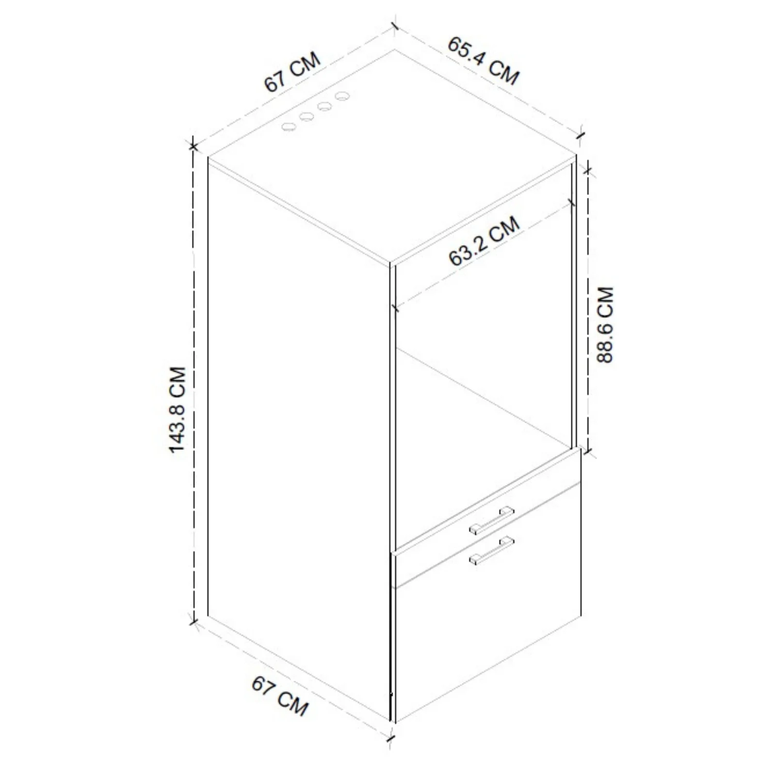 Mobile lavatrice 67x144h cm con cassettone bianco Water