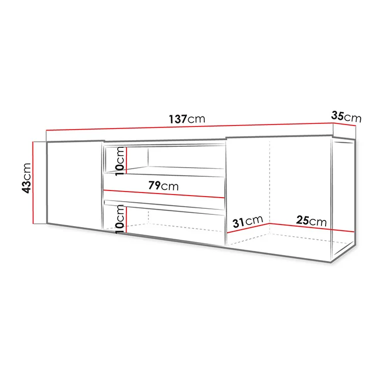 Mobile porta TV 137x43h cm moderno soggiorno bianco Rice