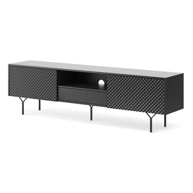 Mobile porta TV 180x51h cm moderno antracite frassinato nero Parigi