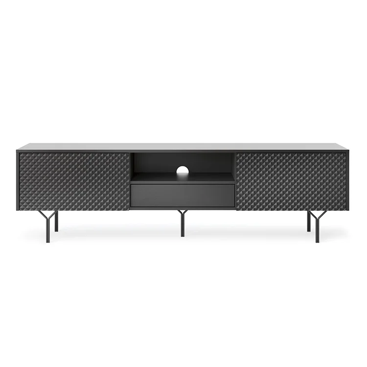 Mobile porta TV 180x51h cm moderno antracite frassinato nero Parigi