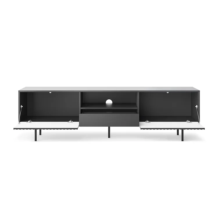Mobile porta TV 180x51h cm moderno antracite frassinato nero Parigi