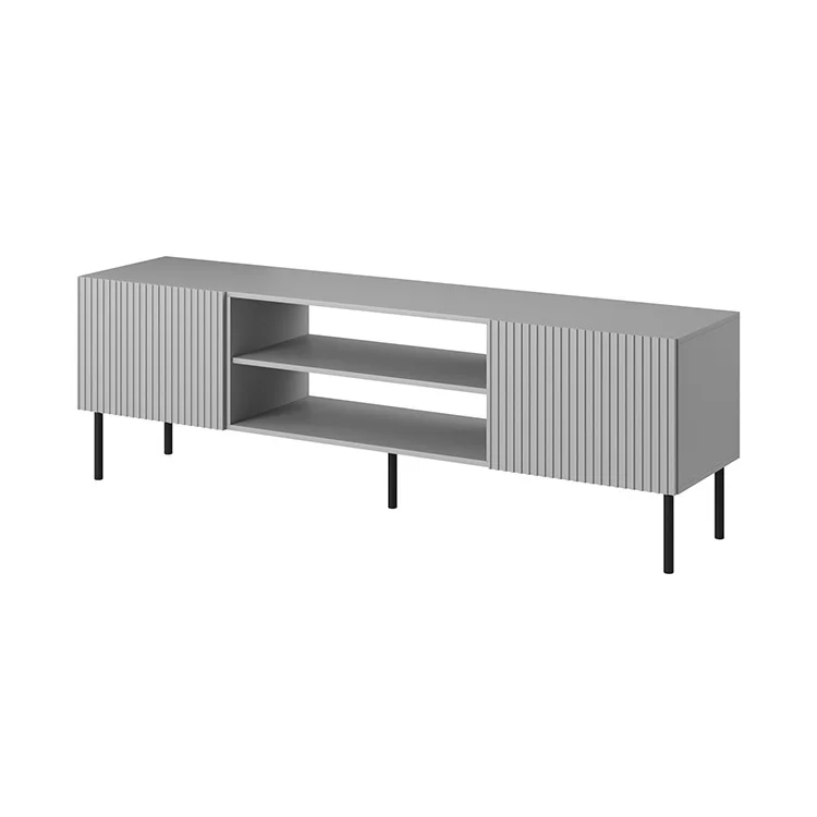 Mobile porta TV 180x57h cm soggiorno grigio chiaro nero Cadice