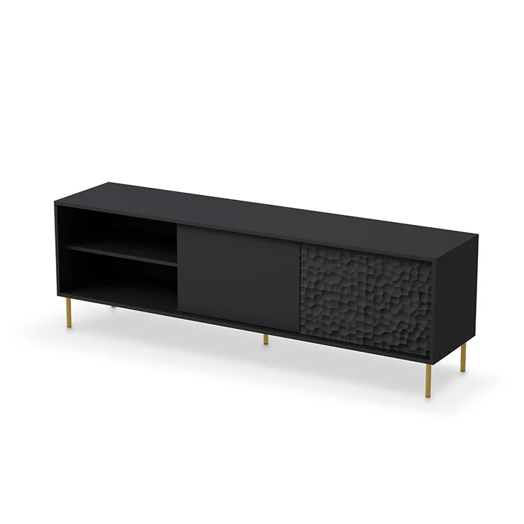 Mobile porta TV 180x58h cm soggiorno nero oro Osaka