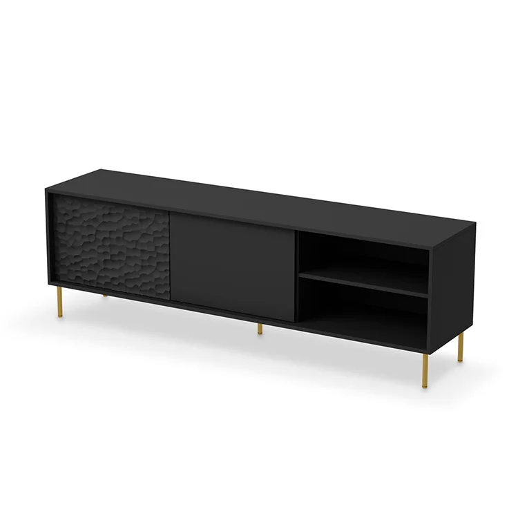 Mobile porta TV 180x58h cm soggiorno nero oro Osaka