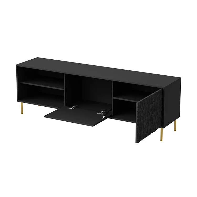 Mobile porta TV 180x58h cm soggiorno nero oro Osaka