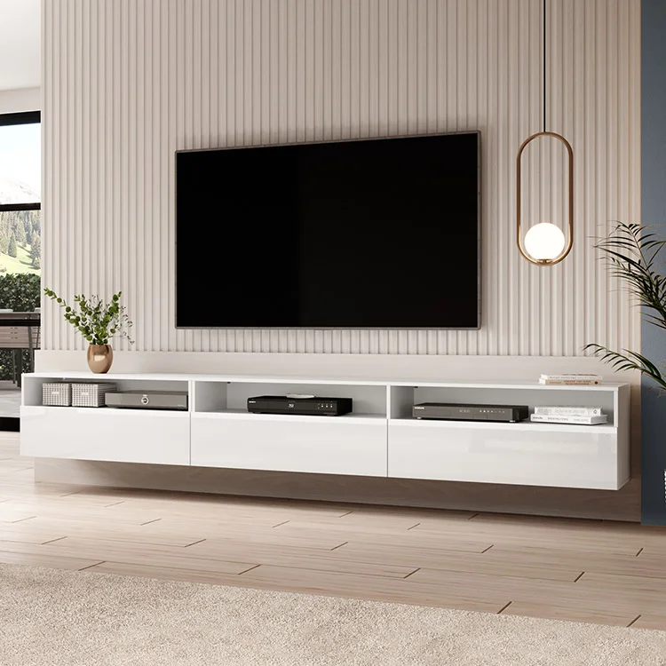 Mobile porta TV sospeso 270x42h cm bianco Emotion Gihome®