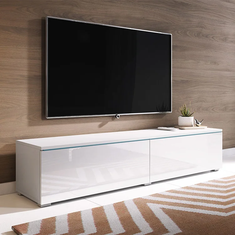 Mobile porta TV sospeso 140x30h cm soggiorno bianco lucido Silvia