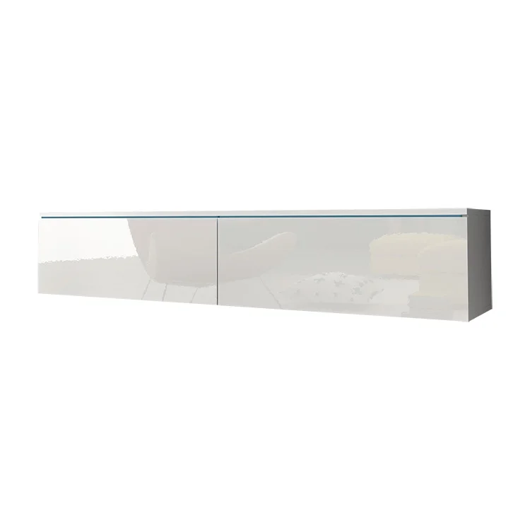 Mobile porta TV sospeso 140x30h cm soggiorno bianco lucido Silvia