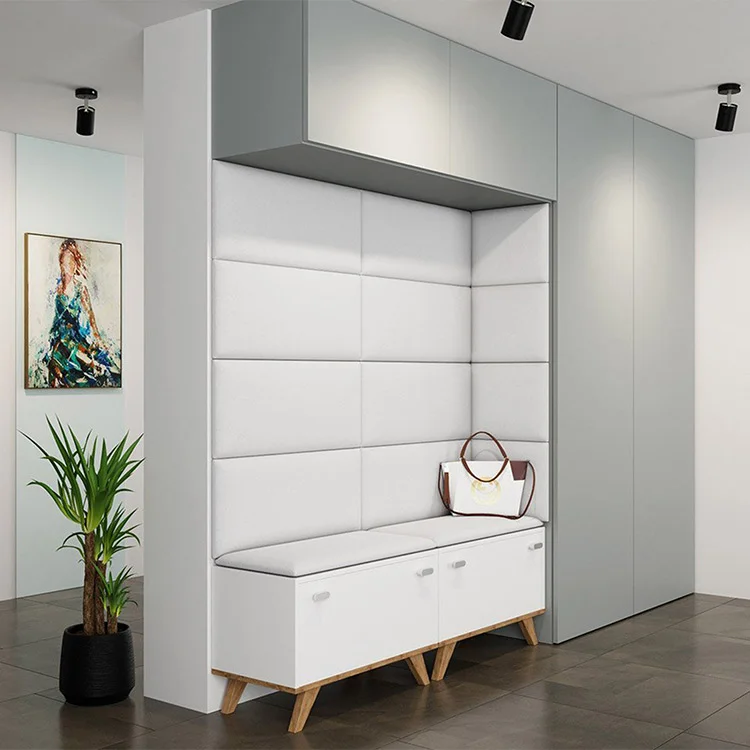Set 3 pannelli 50x30cm decorativi da parete in ecopelle bianco Lion