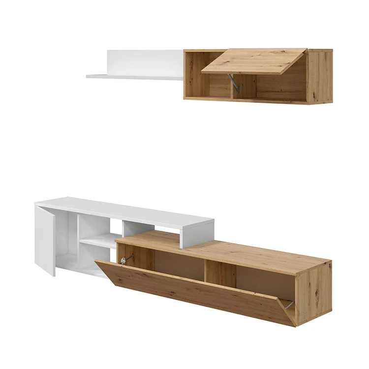 Parete attrezzata 220x135h cm soggiorno rovere bianco artico Patrol