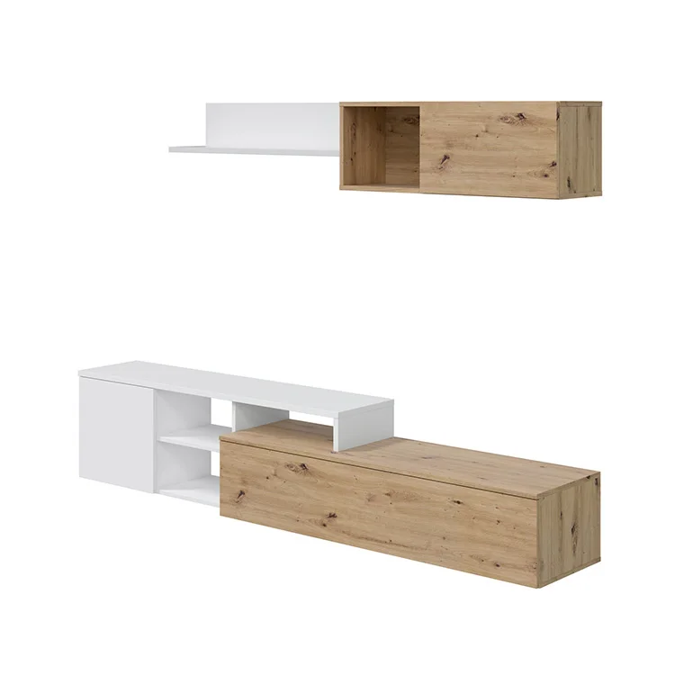 Parete attrezzata 220x135h cm soggiorno rovere bianco artico Patrol