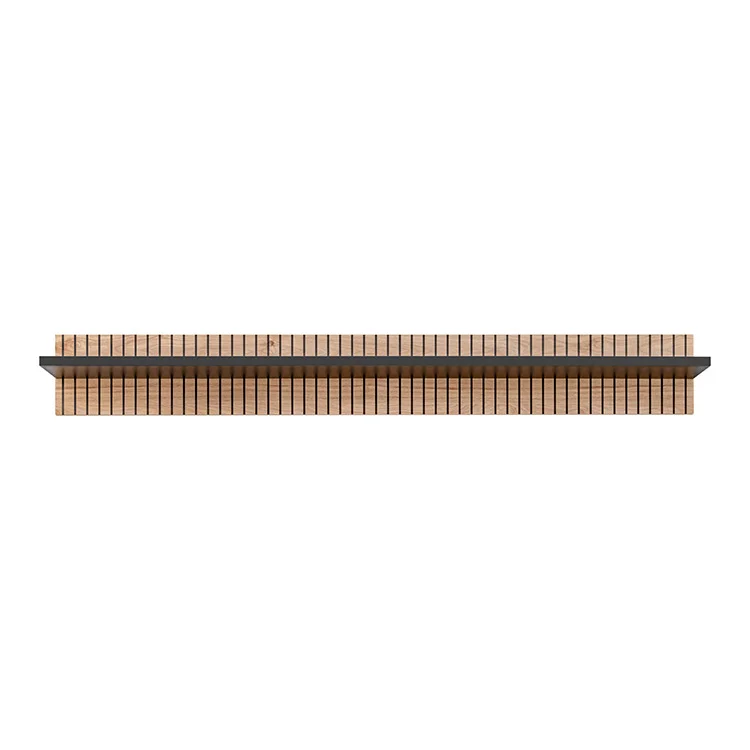 Parete attrezzata con biocamino 340x192h cm noce con stampa nera Mendes