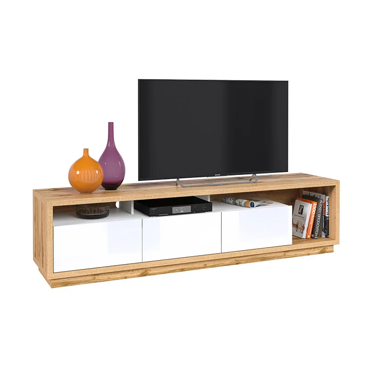 Parete attrezzata 251x196h cm moderna bianco lucido rovere Favorita