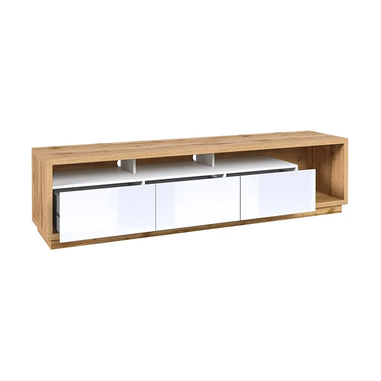 Parete attrezzata 251x196h cm moderna bianco lucido rovere Favorita