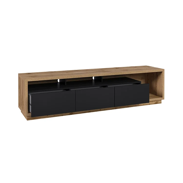 Parete attrezzata 251x196h cm moderna rovere nero Favorita