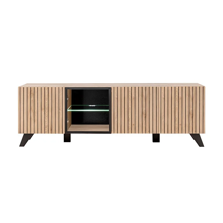 Parete attrezzata 340x192h cm moderna noce con stampa nera Mendes 2