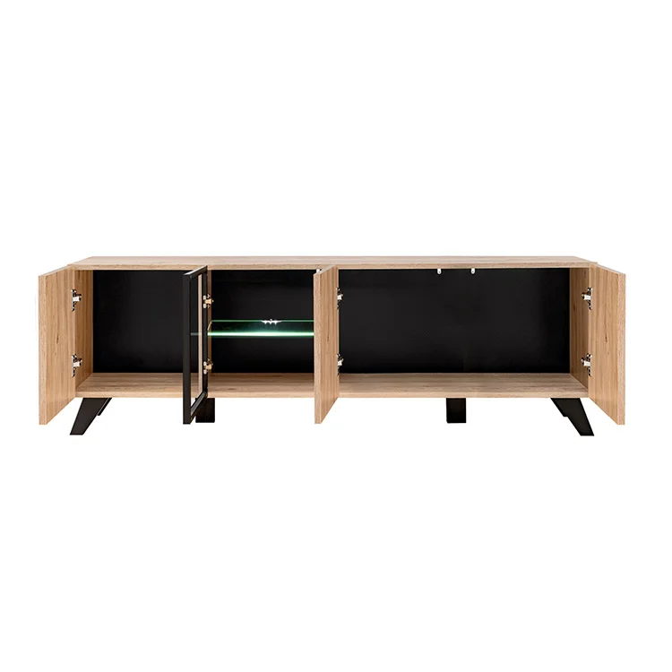 Parete attrezzata 340x192h cm moderna noce con stampa nera Mendes 2