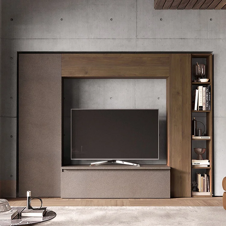 Parete attrezzata 249x186h cm salvaspazio  marrone bronzo rovere scuro Sunset 9