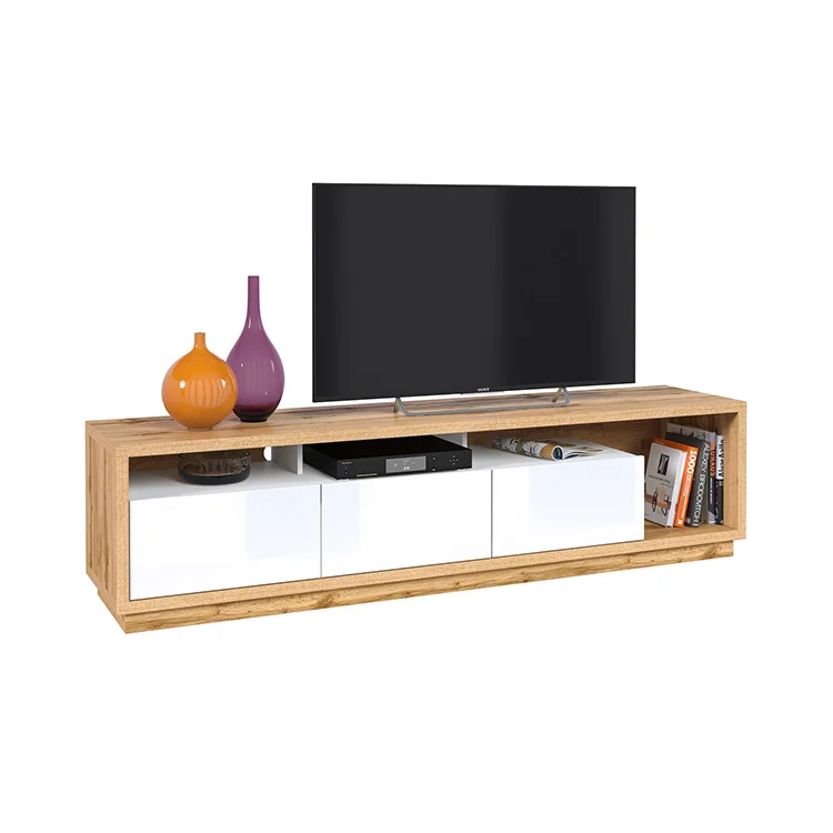 Parete attrezzata 200x196h cm soggiorno bianco lucido rovere Favorita