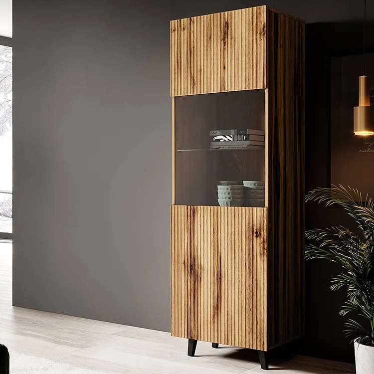 Parete attrezzata 290x183h cm moderna cannettato quercia Essence