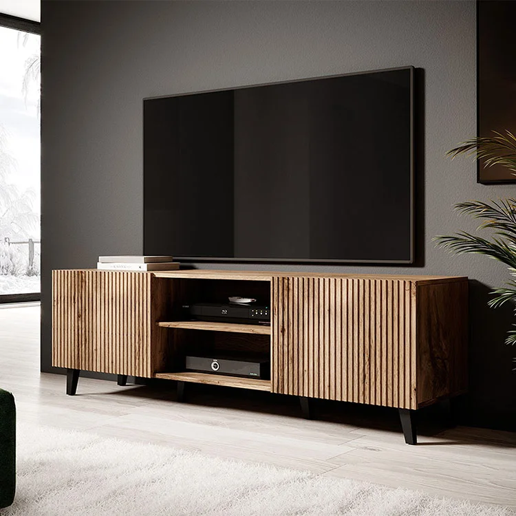 Parete attrezzata 290x183h cm moderna cannettato quercia Essence