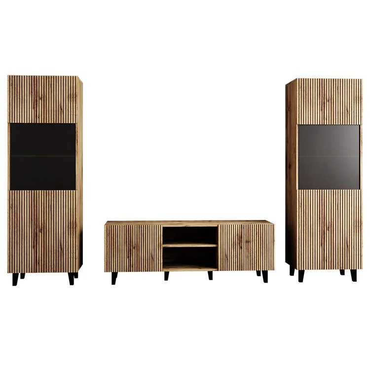 Parete attrezzata 290x183h cm moderna cannettato quercia Essence