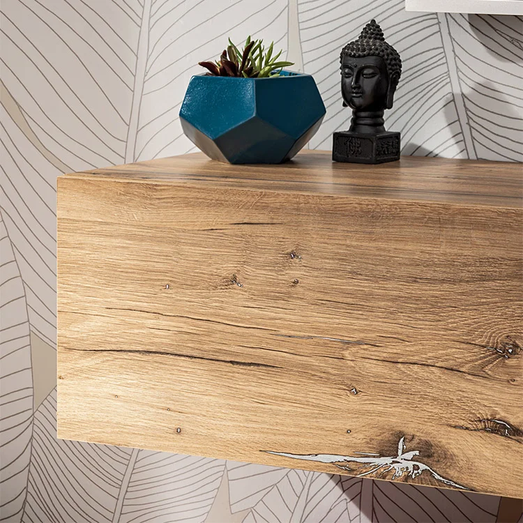 Parete attrezzata 210x162h cm soggiorno con led blu scuro rovere Feola