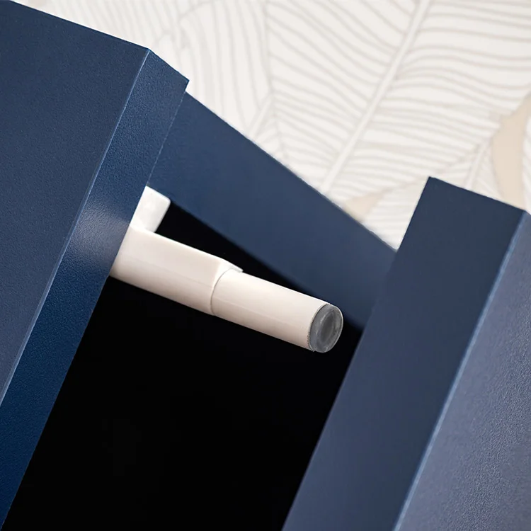 Parete attrezzata 210x162h cm soggiorno con led blu scuro rovere Feola