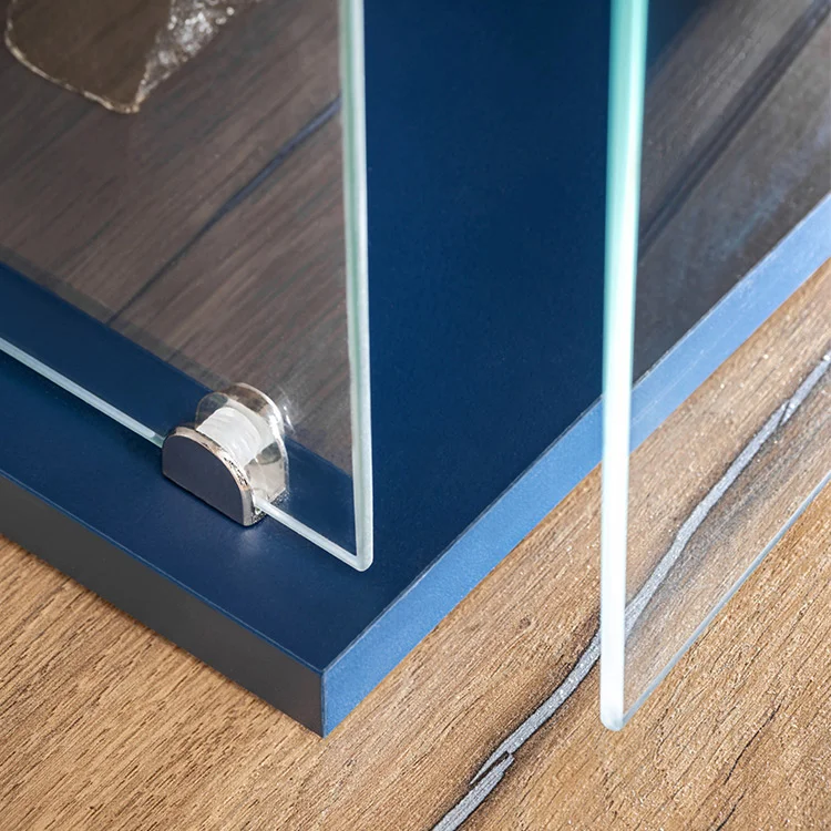 Parete attrezzata 210x162h cm soggiorno con led blu scuro rovere Feola