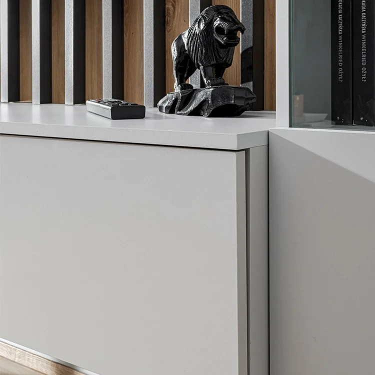 Parete attrezzata sospesa 220x148h cm nero rovere grigio perla Violina