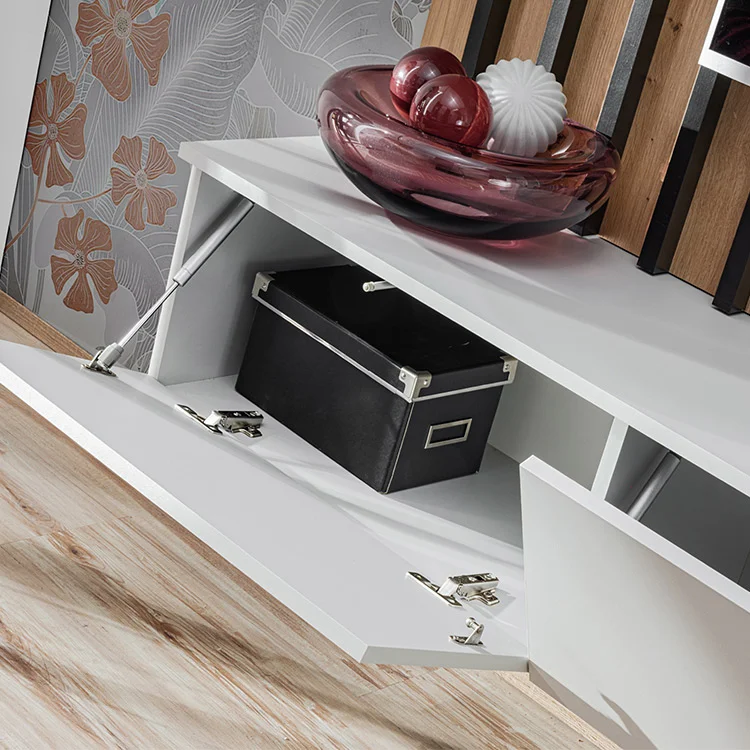 Parete attrezzata sospesa 220x148h cm nero rovere grigio perla Violina