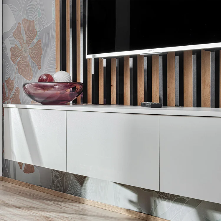 Parete attrezzata sospesa 220x148h cm nero rovere grigio perla Violina