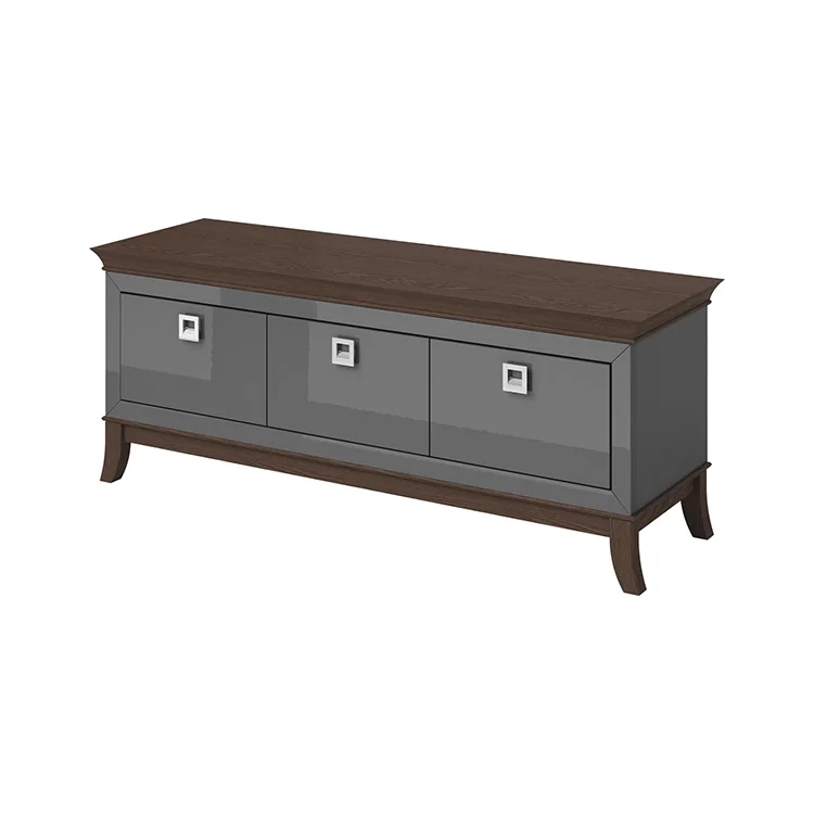 Mobile porta TV 160x63h cm 3 cassetti moderno antracite lucido rovere scuro Umag