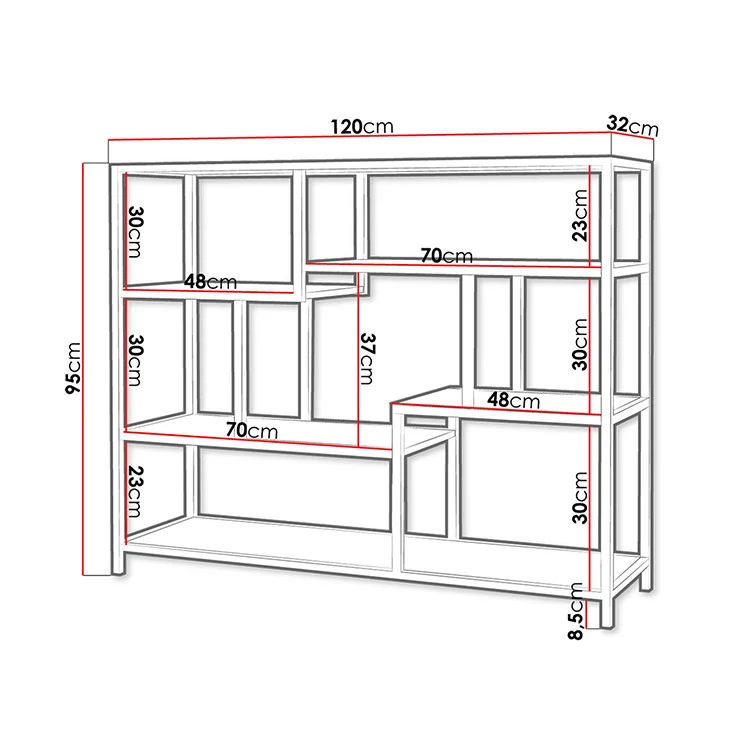 Scaffale libreria 120x95h cm design industrial rovere nero Mouse