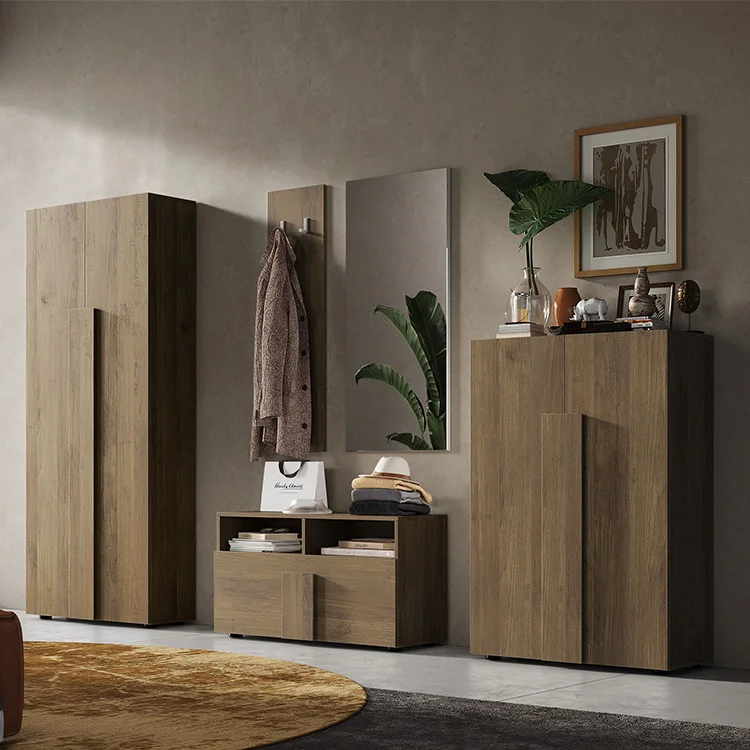 Mobile multiuso ingresso 78x116h cm scarpiera rovere scuro Alvarez