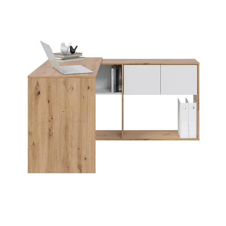 Scrivania ufficio moderna reversibile rovere bianco artico Grom