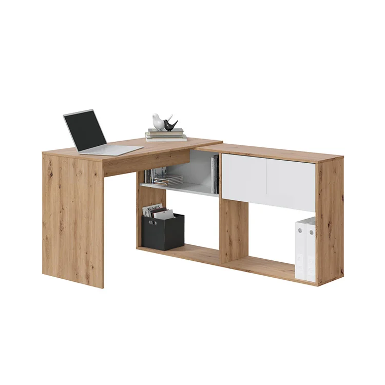Scrivania ufficio moderna reversibile rovere bianco artico Grom