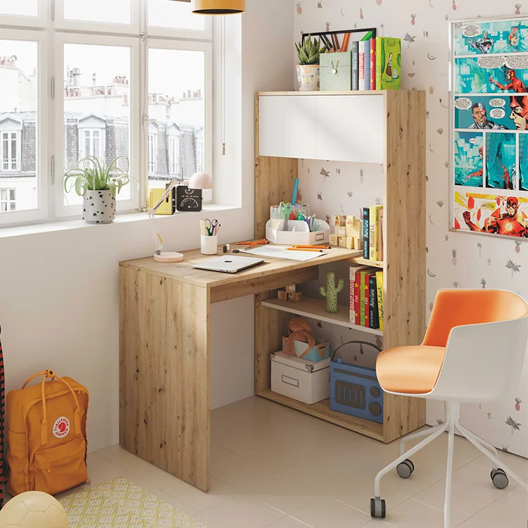 Scrivania ufficio moderna reversibile rovere bianco artico Grom