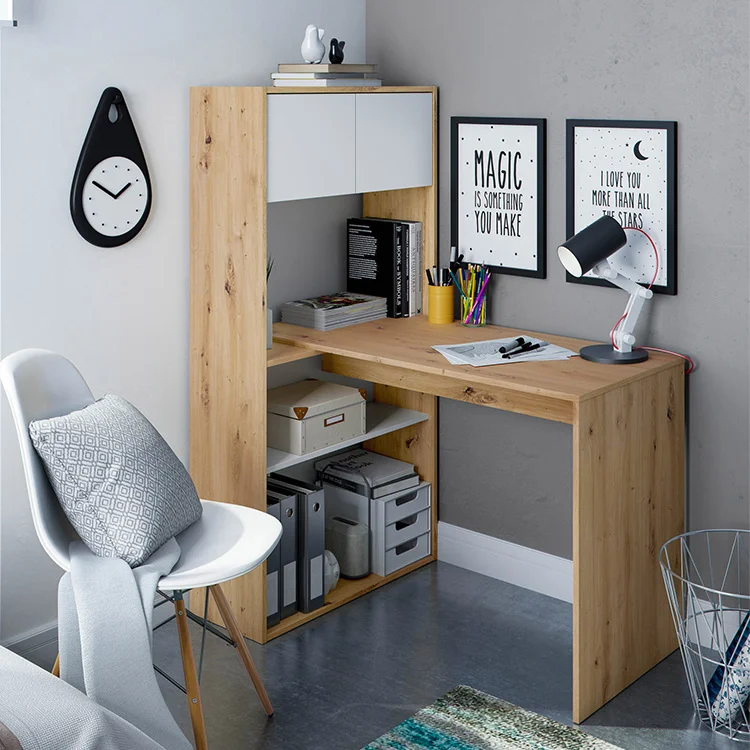 Scrivania ufficio moderna reversibile rovere bianco artico Grom