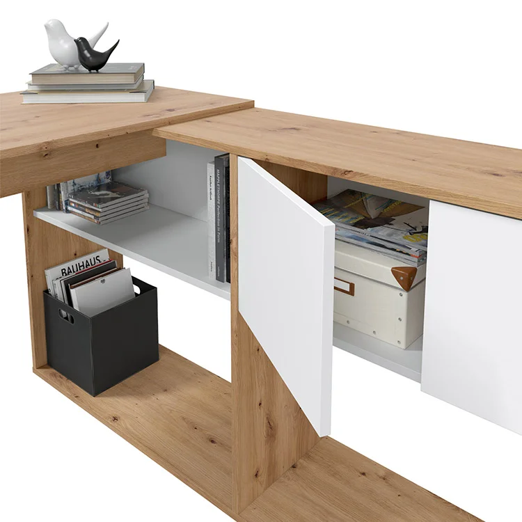 Scrivania ufficio moderna reversibile rovere bianco artico Grom