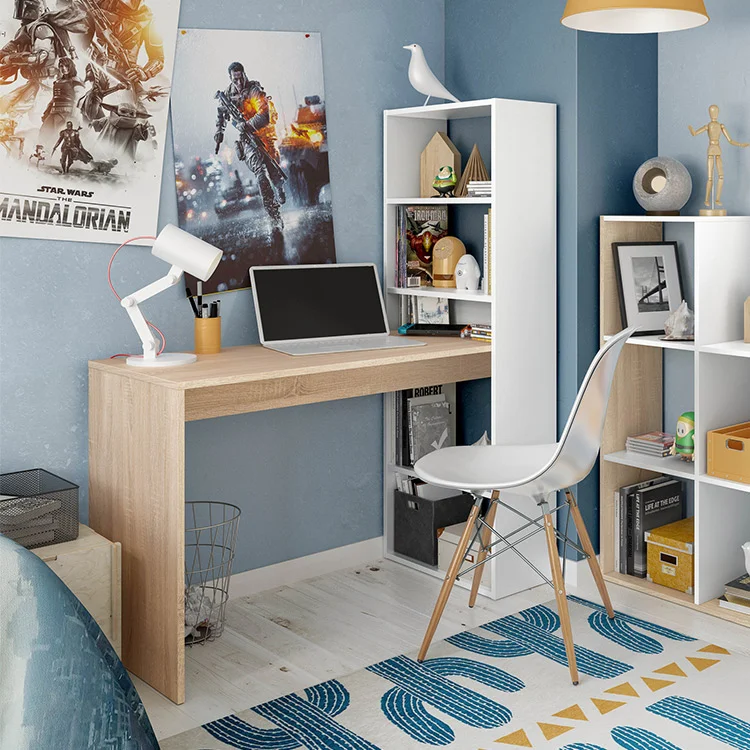 Scrivania ufficio salvaspazio moderna 120x144cm rovere bianco Jolie