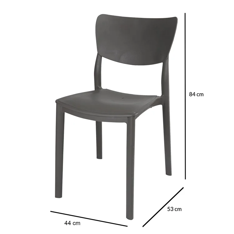 Set 4 sedie da giardino esterno bar dehors impilabili plastica grigia Tania