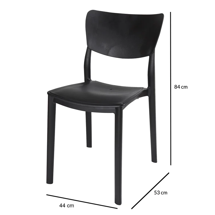 Sedia da giardino esterno bar dehors impilabile plastica nera Tania