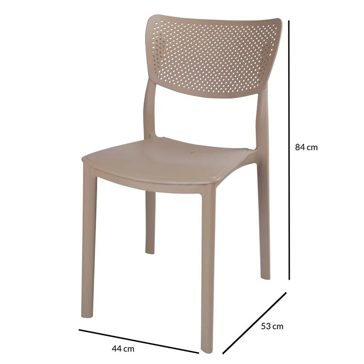 Set 4 sedie da giardino esterno bar dehors impilabili plastica tortora Aura